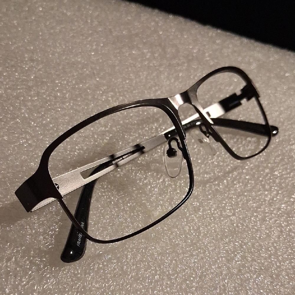 Mens Robert Mitchel Black Metal Frame Rx Frames Only Demo Lenses
